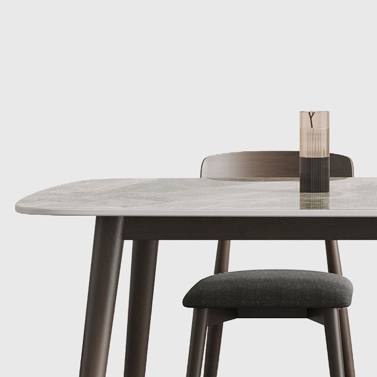 Moderne eettafel uit het midden van de eeuw, rechthoekig stenen blad, eettafel met 4 poten