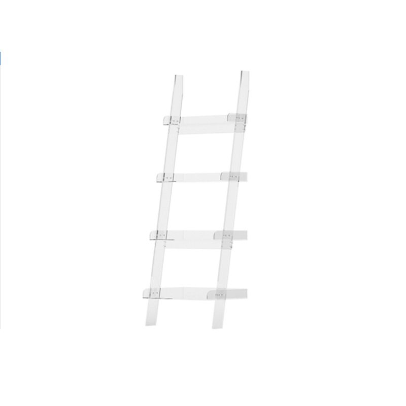 Contemporary Open Back Ladder Bookshelf Acrylic Bookcase with Shelves