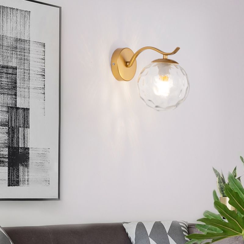 Modern Style Wall Lamp 1-Light Spherical with Glass Shade for Bedroom