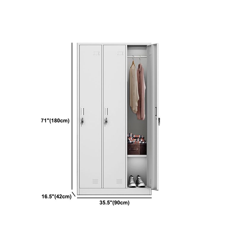 Contemporary Style Metal Wardrobe White Colour Soft Close Doors Wardrobe Closet