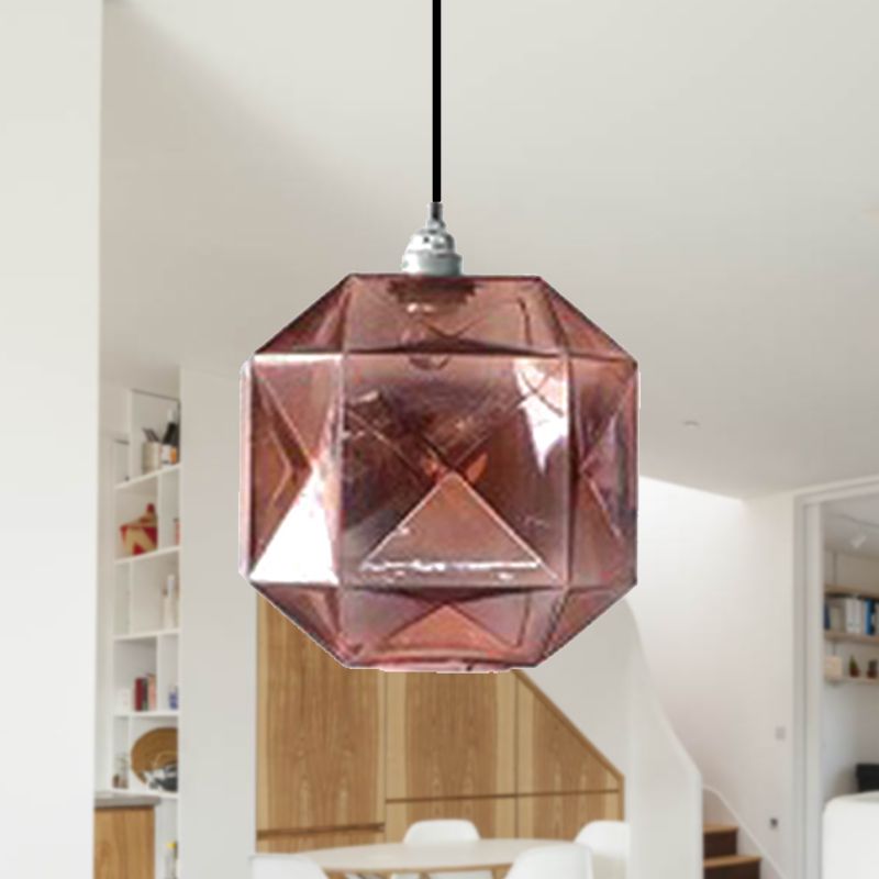 Diamond Anhänger Beleuchtung postmodernes Glas 1 Hellblau/Gold/Bernsteinhänge Deckenleuchte