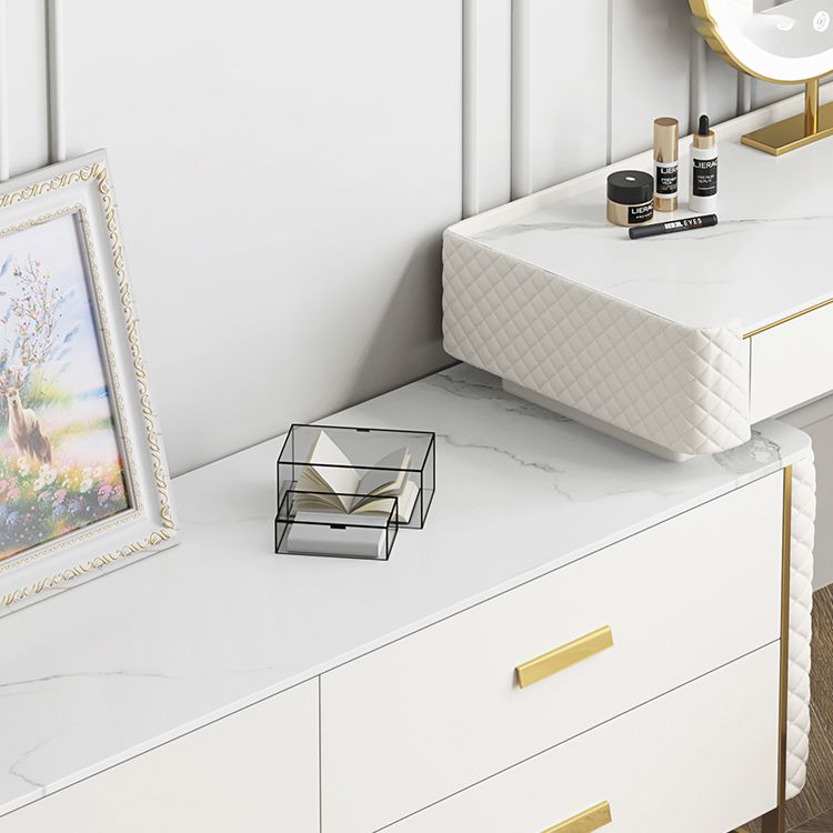 White Make-up Vanity 17.71" Wide Makeup Vanity Desk Table with 6 Drawers