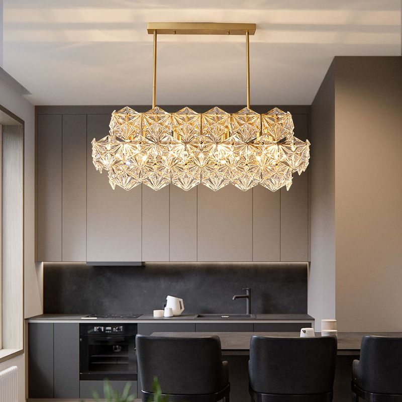 Modernism Golden Ceiling Light Crystal Kitchen Island Lighting for Dining Room