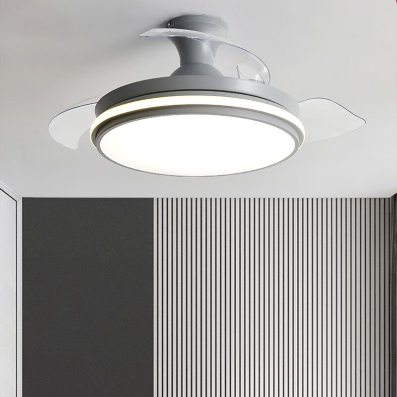 Round Metal Ceiling Fan Lights Kids Style 2 Light Ceiling Fan Lamps for Living Room