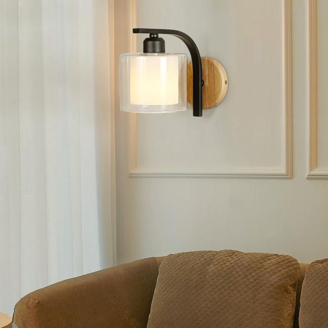 Éclairage de paroi en bois géométrique Appiculture de lumière murale beige minimaliste