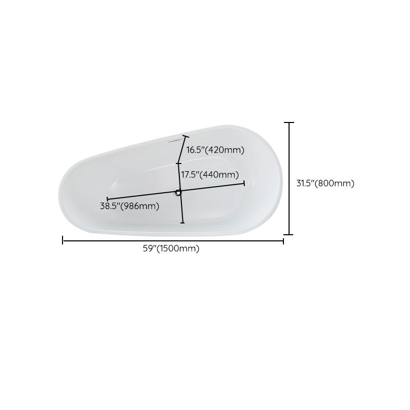 Stand Alone Acrylic Bath Tub White Oval Modern Bathroom Bathtub