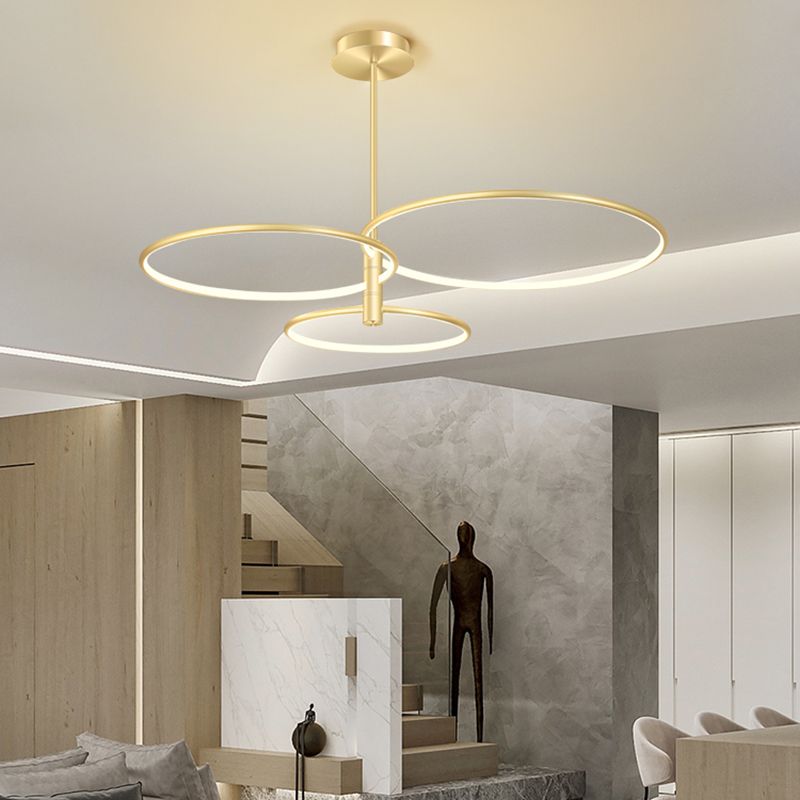 Round Chandelier Light Fixtures Modern Multi-Tier Gold Suspension Pendant Lamps