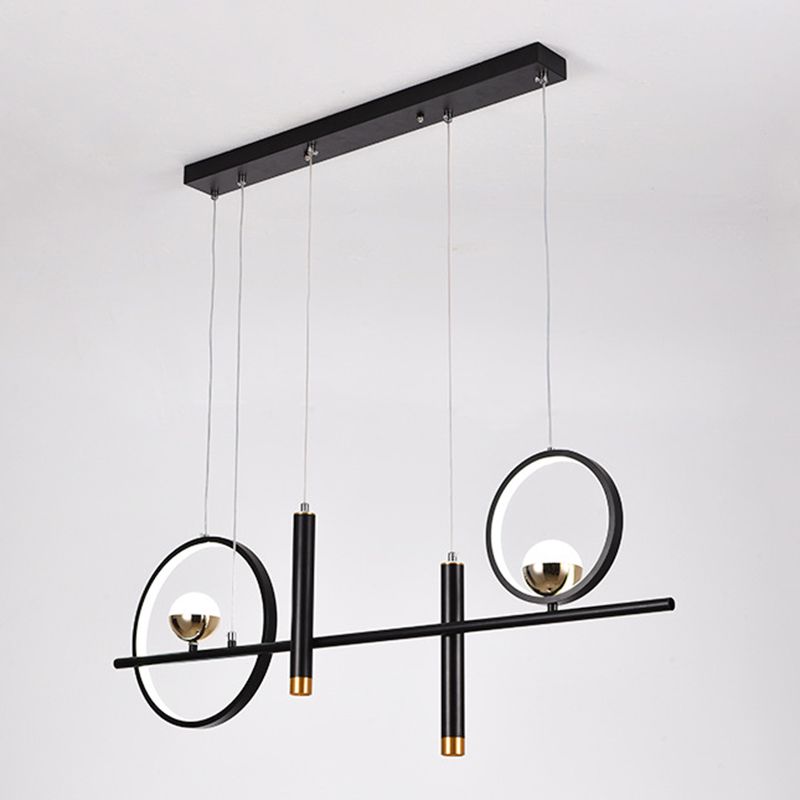 Black Geometrical over Island Lighting Simplicity Aluminum LED Hanging Lamp