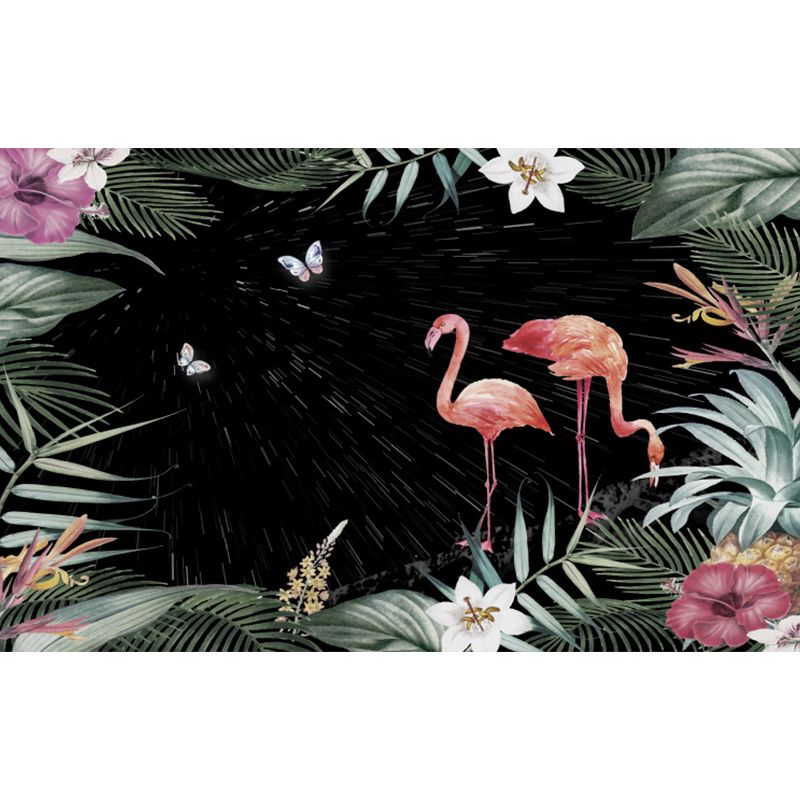 Flamingos and Butterflies Wall Mural Tropical Decorative Living Room Wall Art, Custom