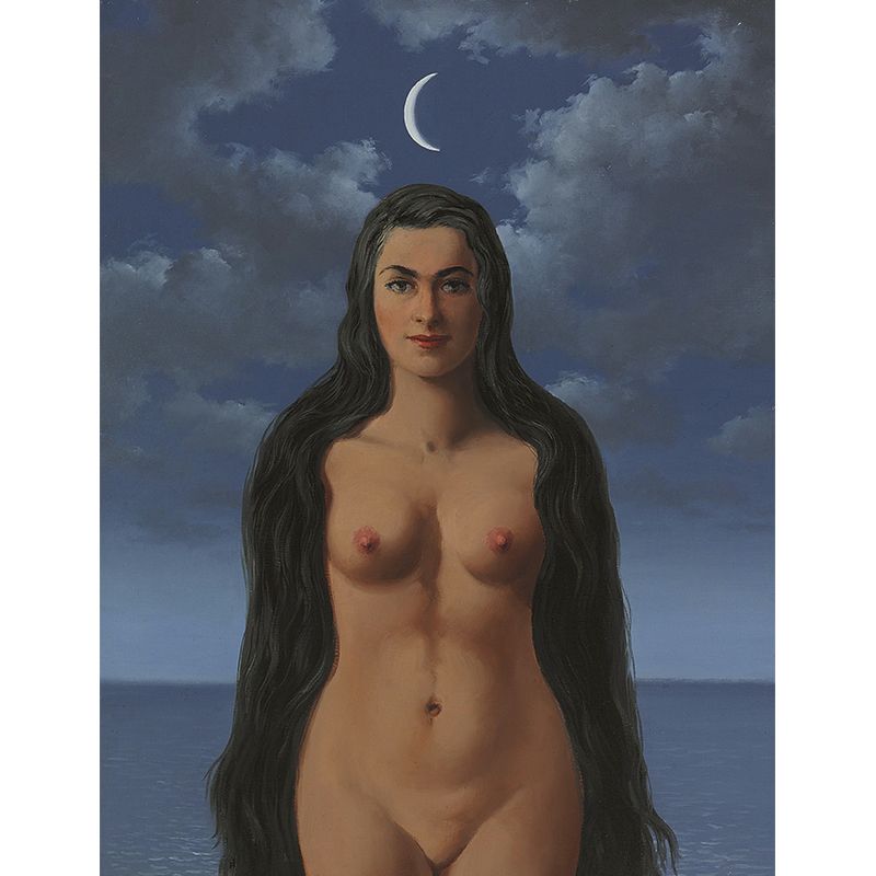 Blue-Brown Nude Wall Murals Night Sea Surrealist Washable Wall Decor for Bedroom