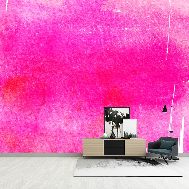 Pink Brush Stroke Wall Covering Mural Water-Resistant Wall Decor for Living Room