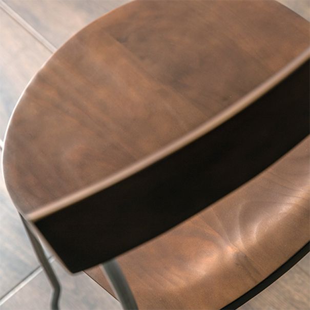 Modern Backrest Armless Wood Chair with Metal Legs for Dining Room