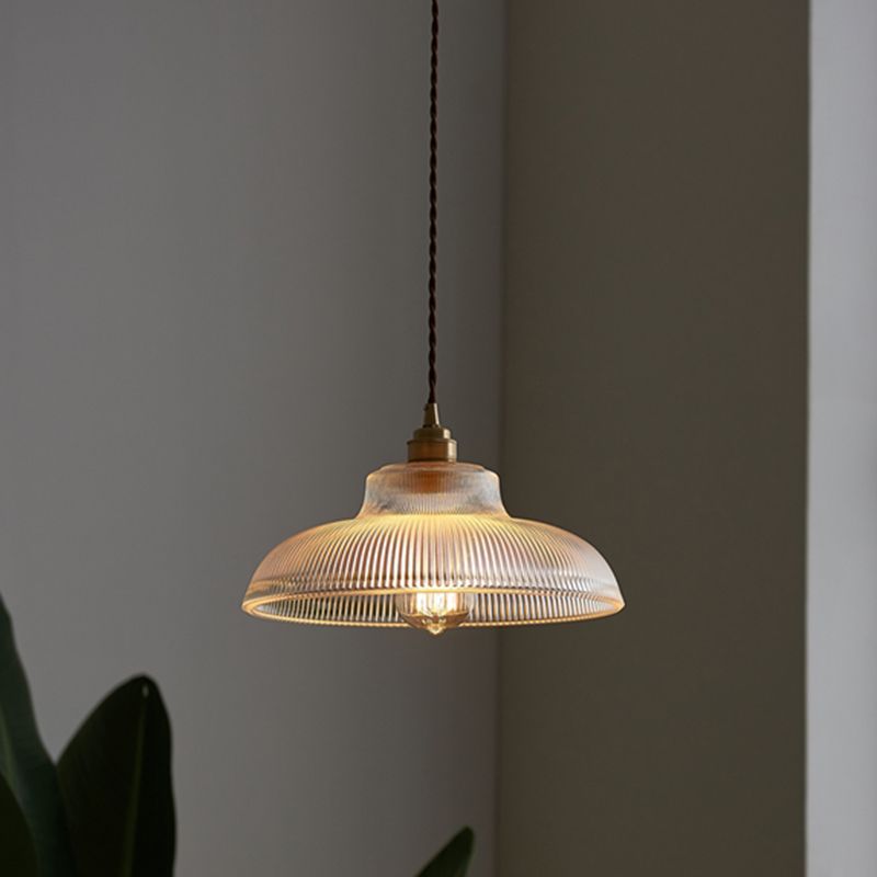 Retro Industrial 1 Light Pendant Prismatic Glass Dome Pendant Lighting  for Living Room