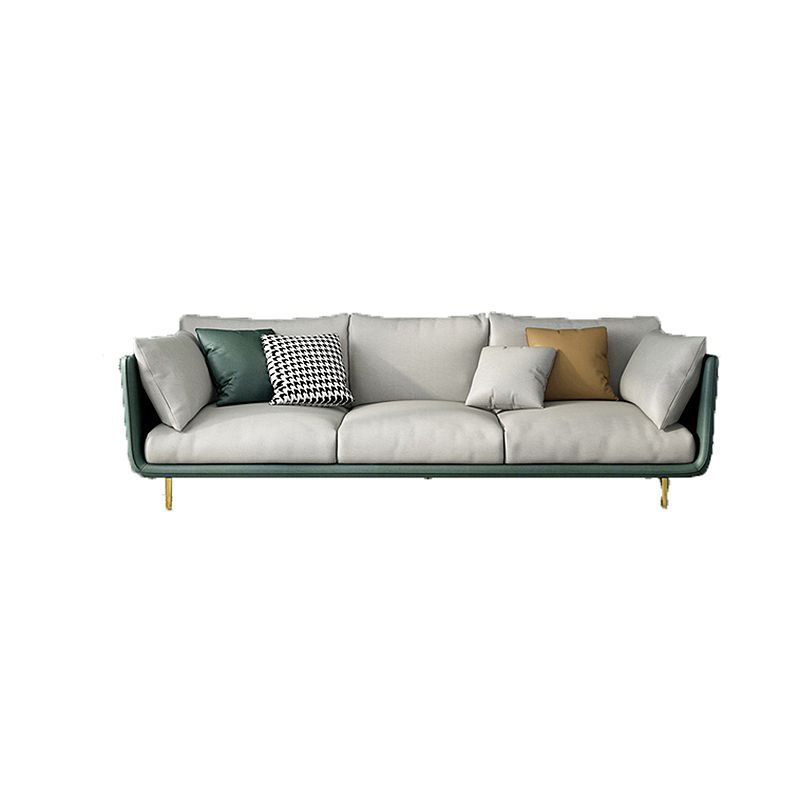 Living Room Genuine Leather Couch Square Arm Sofa with Pillow Back