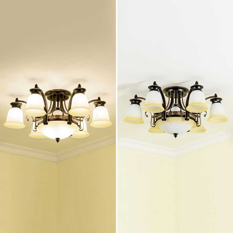 Modern Style Cup Shape Flush Mount Glass Ceiling Light for Living Room