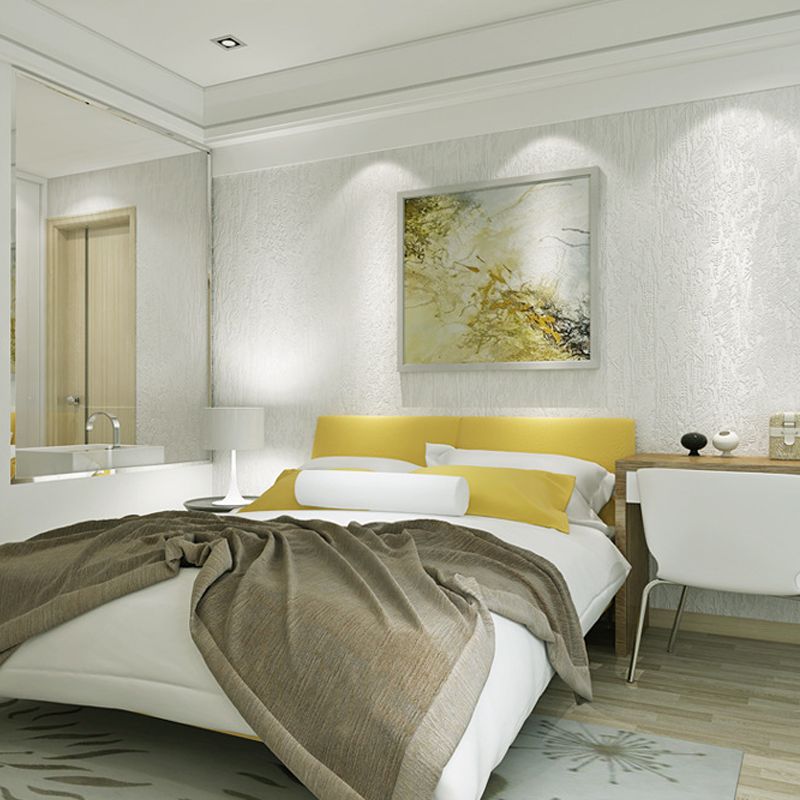 Semi-Gloss Vinyl Wallpaper Minimalistic Unpasted Solid Wall Covering in Soft Color