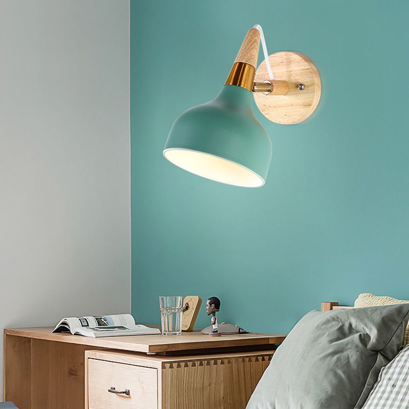 Metal Torch Shaped Wall Light Angle Adjustable 1 Light Nordic Style Sconce Light for Bedside