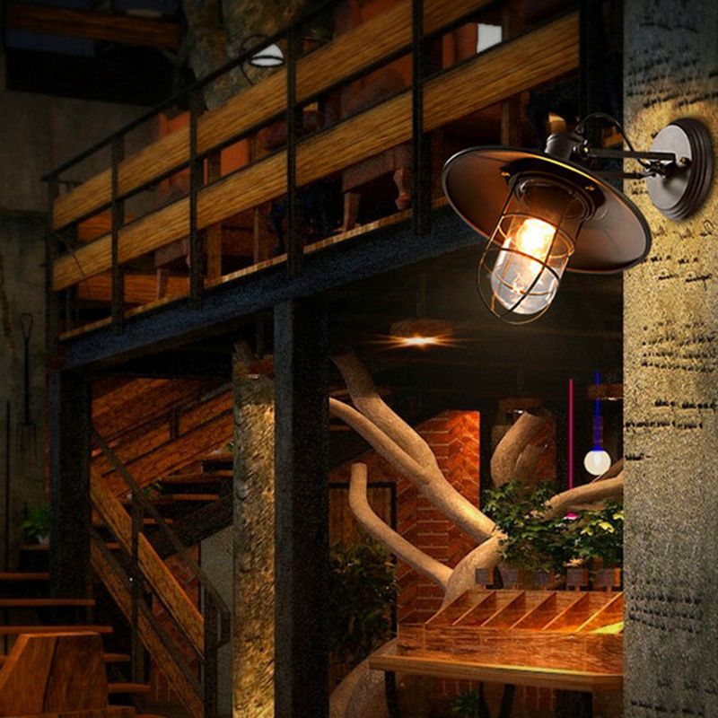 Industrial Style Iron Vanity Light Cone Shape Vanity Lamp in Black