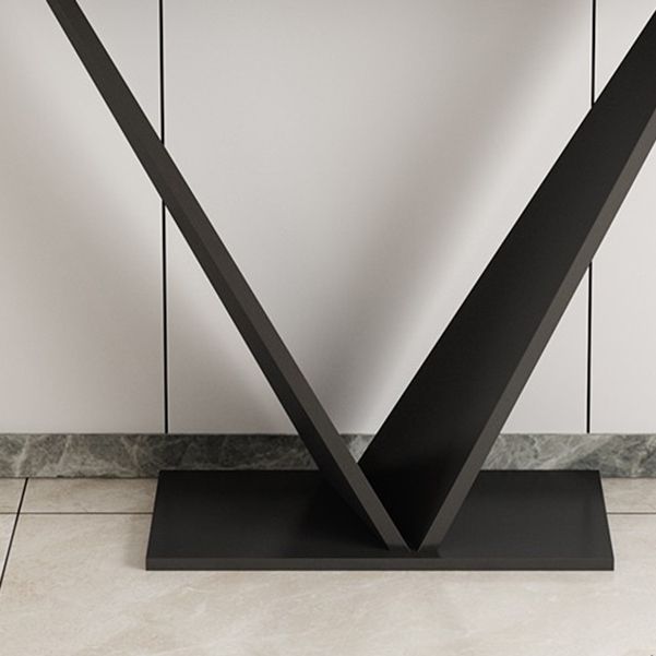 Contemporary Rectangle Console Table with Black Iron Pedestal Base for Hall