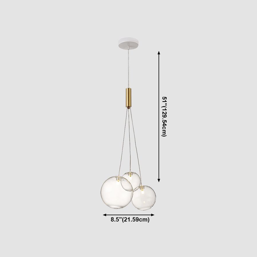 Clear Glass Chandelier Light Fixtures Modern Multi-Head Globe Pendant Lamp for Living Room