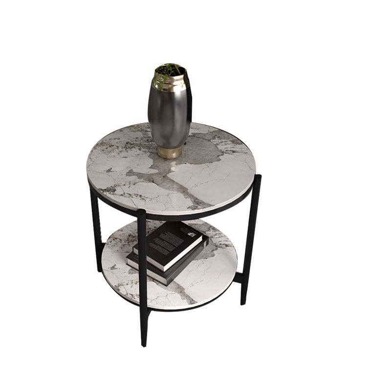Modernistic 4 Legs Round Double Tier Living Room Accent Side Table