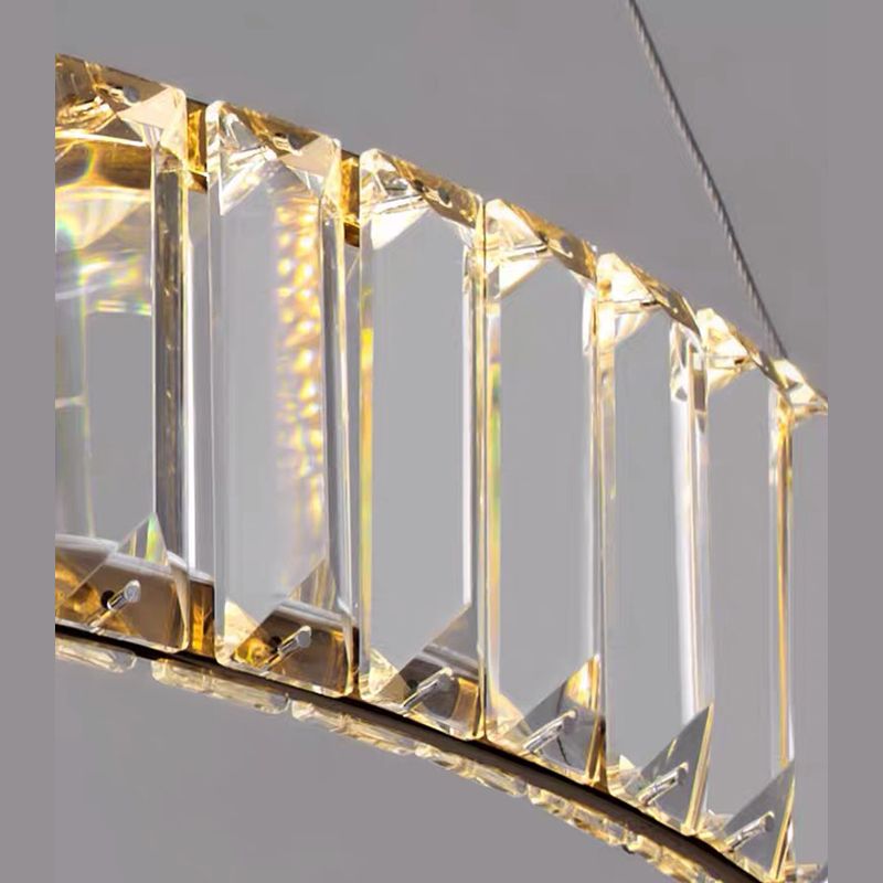 Circolo di ciondolo in acciaio inossidabile lampadario semplicità Cristallo a LED cristallino per cena