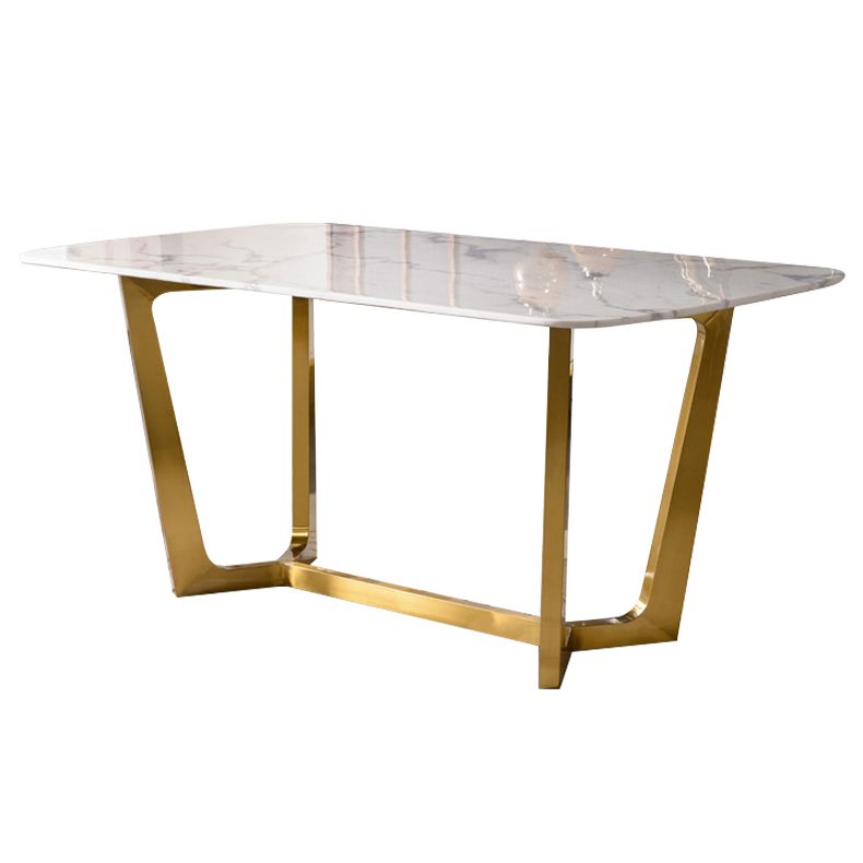 Metal Traditional Luxury Rectangular Table Sintered Stone Indoor Table with Trestle