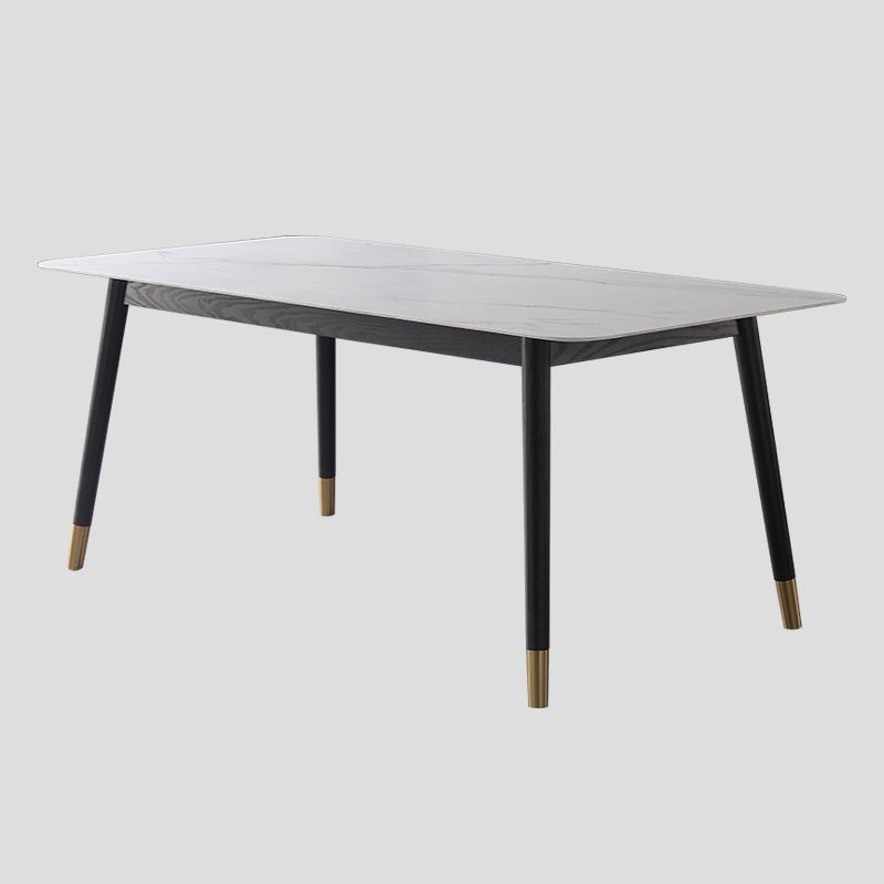 Estilo industrial Mesa de comedor de piedra sinterizada 4 Table de rectángulo base de piernas para el hogar