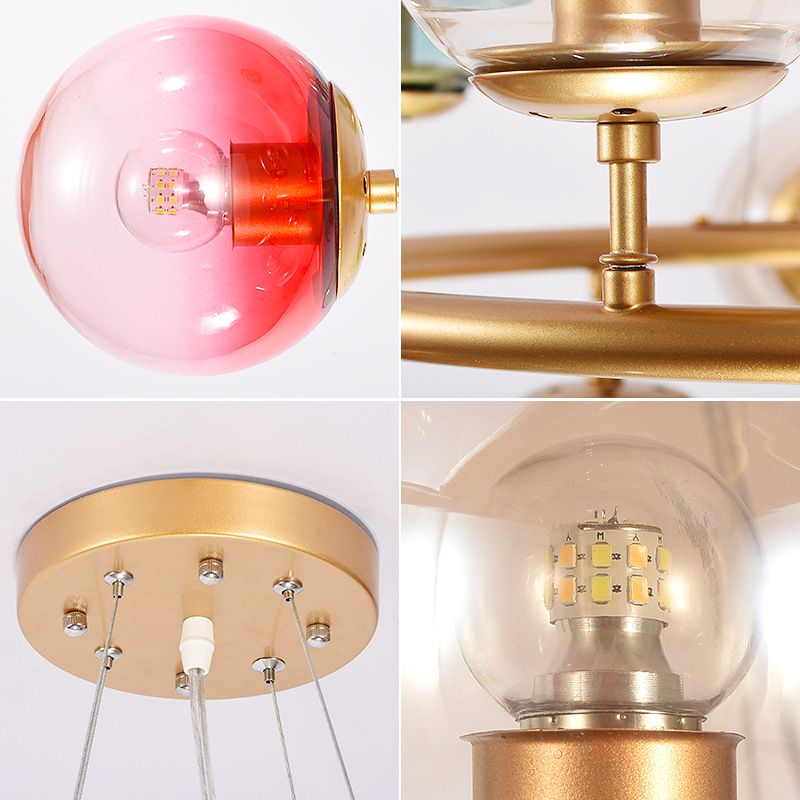 Lampada a ciondolo a bolla di vetro multicolore lampadario minimalista soffitto per soggiorno