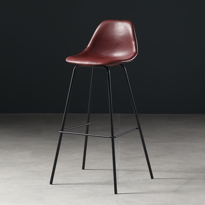Leather Bar Stool Modern Low Back Counter Stool for Bristol with Metal Base