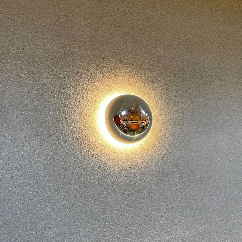 Ball Shape Wall Mount Lamp Modern Style Metal 1 Light Sconce Lamp in Chrome