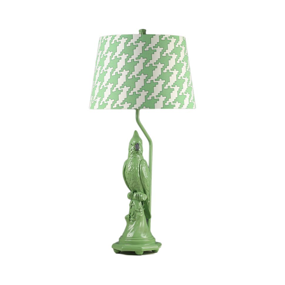 Modernisme LED-bureaulamp met stoffen kap Groen/witte kegel Kleine bureaulamp met vogelvoet