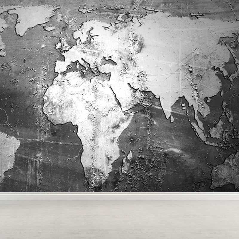Full Size Illustration Modern Mural Wallpaper with Various World Map in Light Color