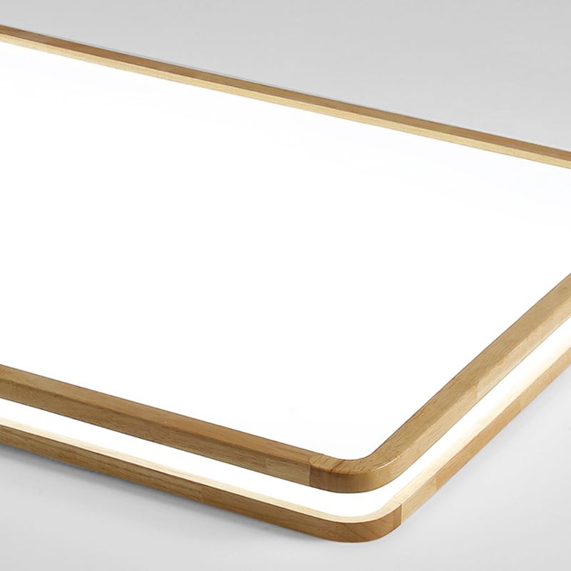 Modern Rectangle Shape Ceiling Light Wood 1 Light LED Flush Mount Light for Bedroom