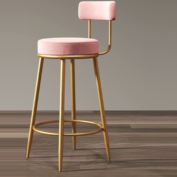 Glam Armless Backrest Counter Stool Iron Cushion Bar Stool with and Pedal