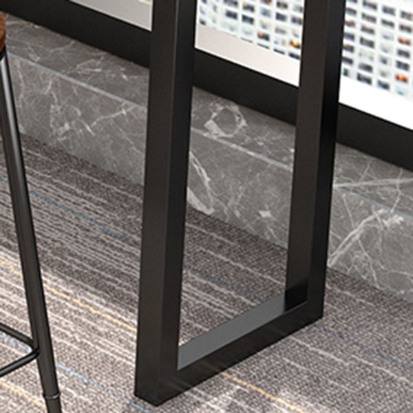 Rectangle Pine Wood Top Bar Table Industrial Bistro Table with Double Pedestal in Black