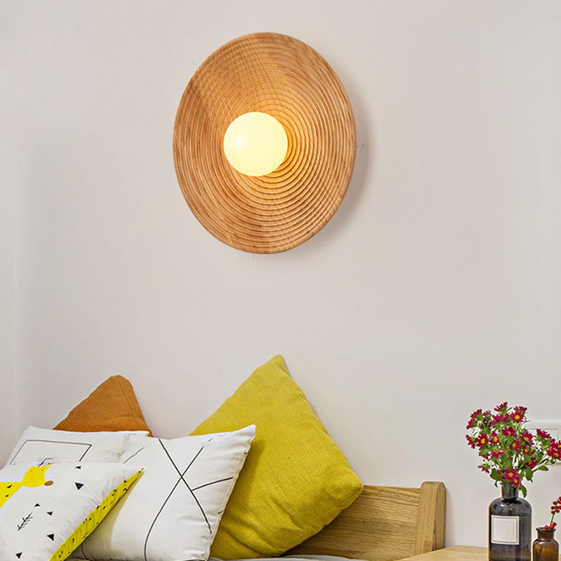 Modern Simple Wooden Wall Light Circle Shape Wall Lamp for Living Room