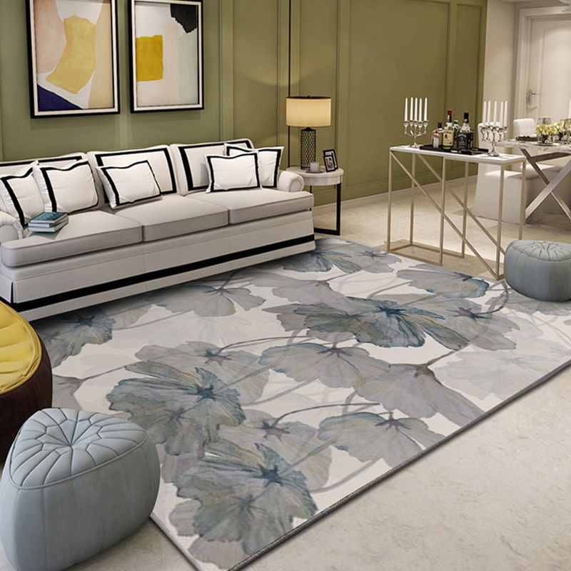 Minimalist Living Room Rug Multi Color Plant Patterned Rug Synthetics Anti-Slip Backing Easy Care Area Carpet