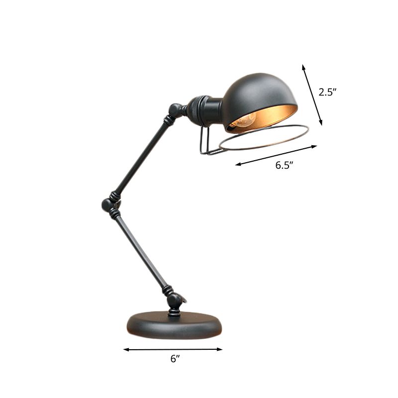 1 Lampenkuppel Task Light Industrial Black Finish Metallic Tischlampe mit Ringdetail und Schwungarm, 6,5 "/8" Breite