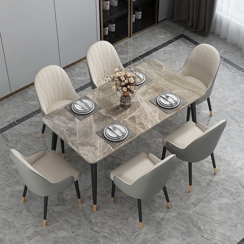 Rectangle Contemporary Style Dining Room Set Sintered Stone Dining Furniture Set with 4 Legs Table