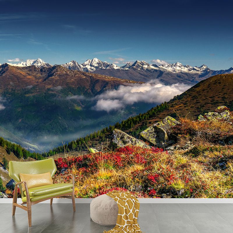 Mountain Landscapes Mural Contemporary Style Mildew Resistant Wall Covering