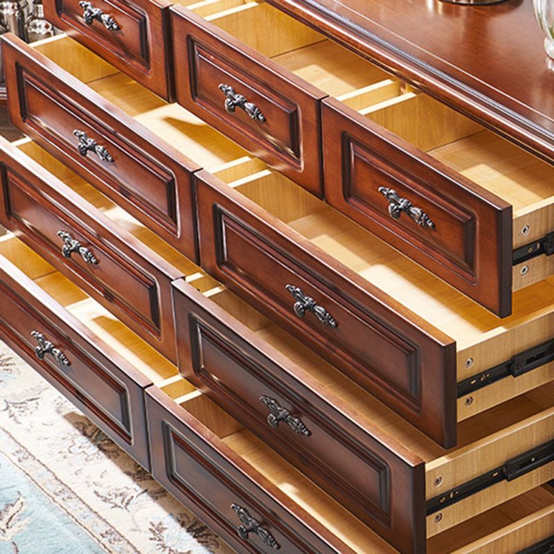 Traditional Horizontal Bedroom Chest Wooden Storage Chest with Drawers