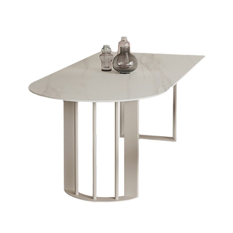 White Stone Top Dining Table Modern Dining Table with Sled Base