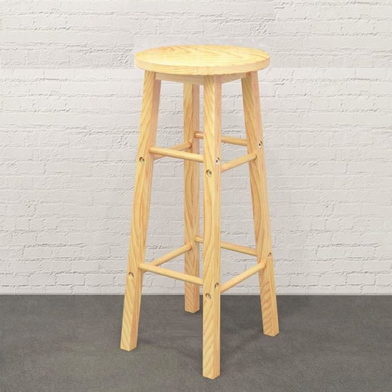 Industrial Wooden Counter Height Stools with Footrest Bar Stool