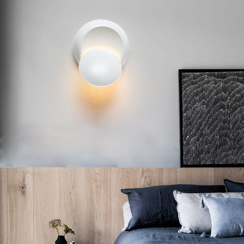 Bedroom Nordic Sconce Light Fixtures Circular LED Rotatable Wall Mounted Lighting