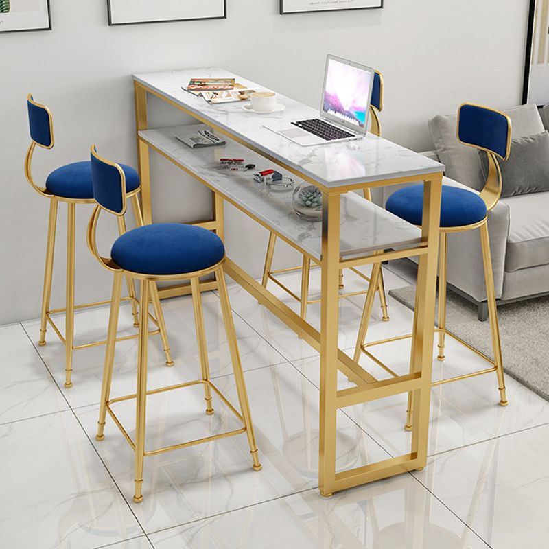 Glam Style Bar Set 1/2/3/5 Pieces Faux Marble Rectangle Counter Set