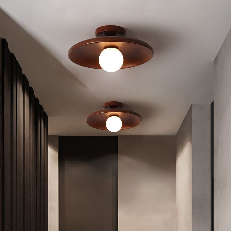 Japanese Style Wooden Ceiling Light Circle Shape Ceiling Lamp for Bedroom