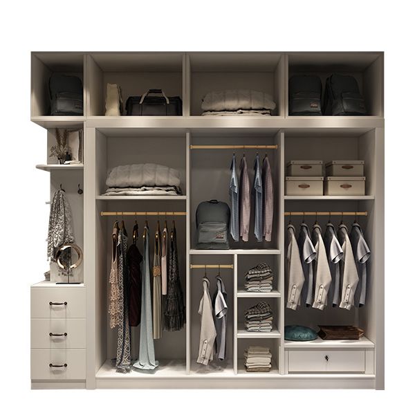 Contemporary Style Wardrobe White Colour Wooden Wardrobe Closet With Drawer