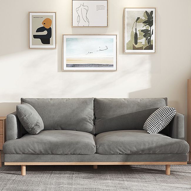 Modern Style Polyester Sofa Recessed Arm Tight Back Settee for Living Room