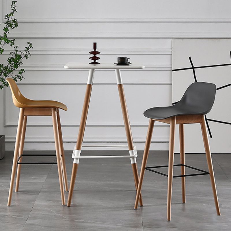 Nordic Style Plastic Wood Barstool 4 Legs Backrest Colorful Bar Stool, Set of 2